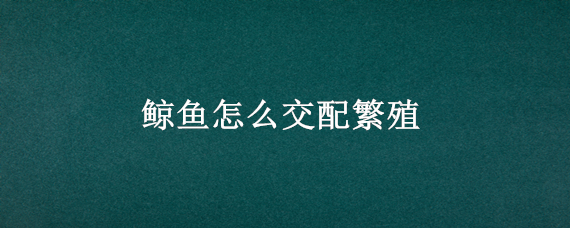 鲸鱼怎么交配繁殖 鲸鱼怎么繁殖后代