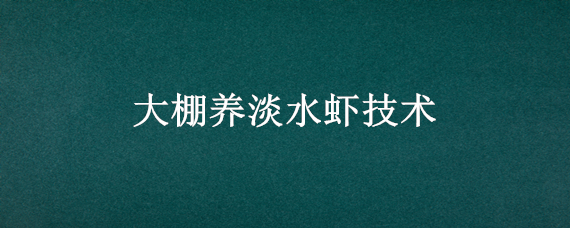 大棚养淡水虾技术 大棚养殖虾技术