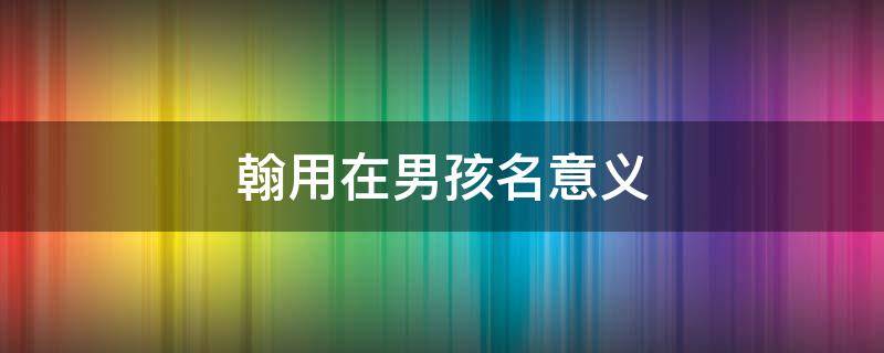 翰用在男孩名意义（翰用在名字里的寓意）