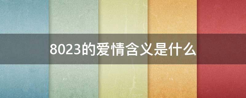 8023的爱情含义是什么（8023的爱情含义是什么意思）