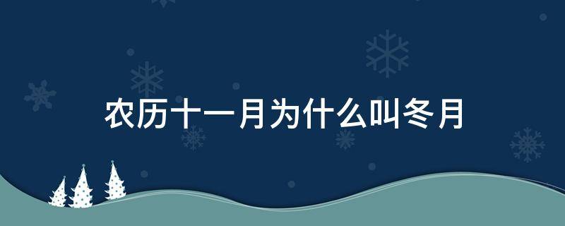 农历十一月为什么叫冬月 农历十一月为什么叫冬月和秋月