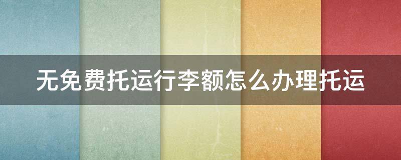 无免费托运行李额怎么办理托运（机票不含托运行李怎么收费）