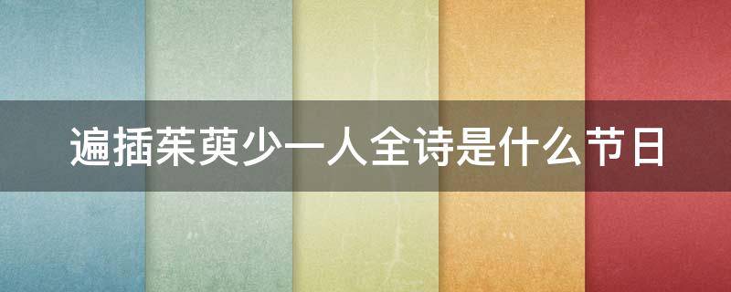 遍插茱萸少一人全诗是什么节日（遍插茱萸少一人的上一句是啥）